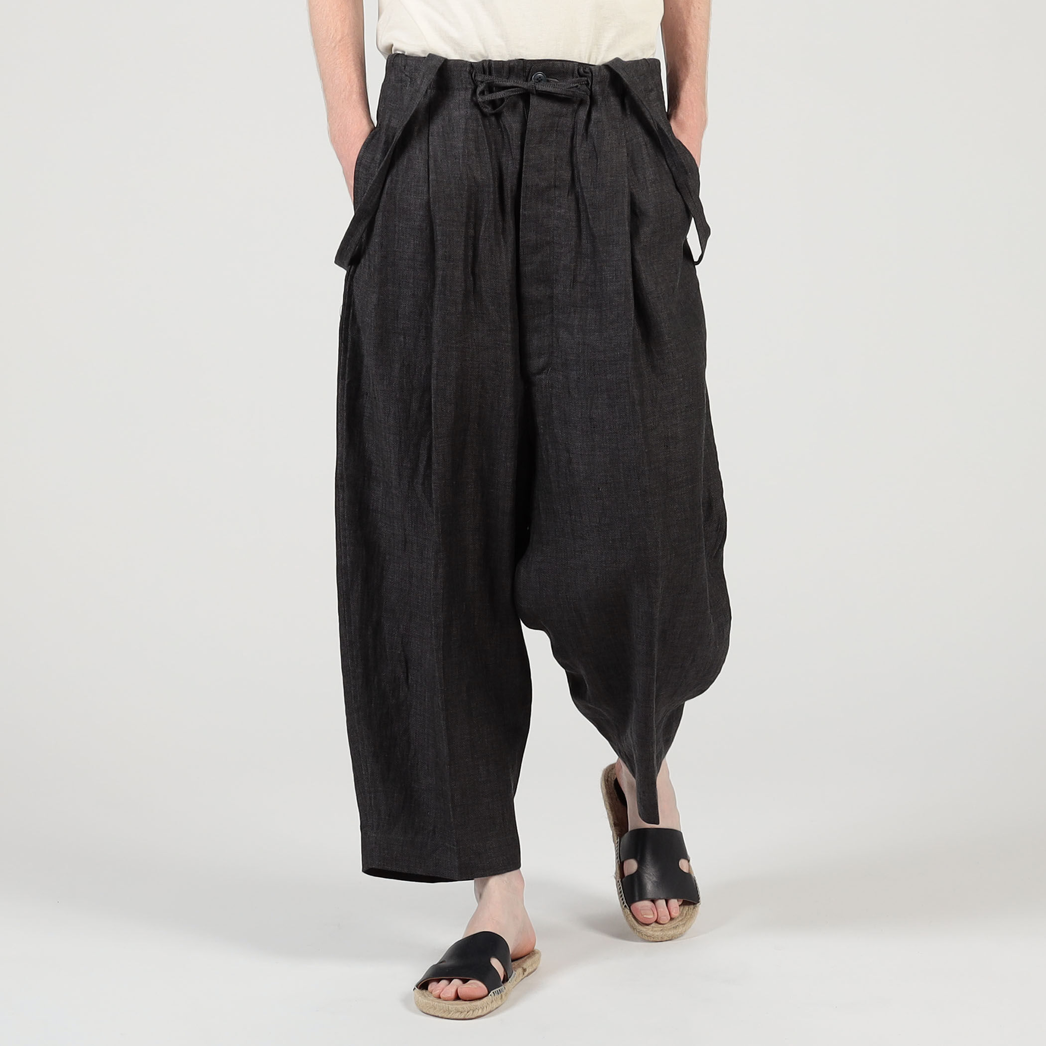 HAVERSACK ATTIRE リネン ワイドテーパード サロペットパンツ