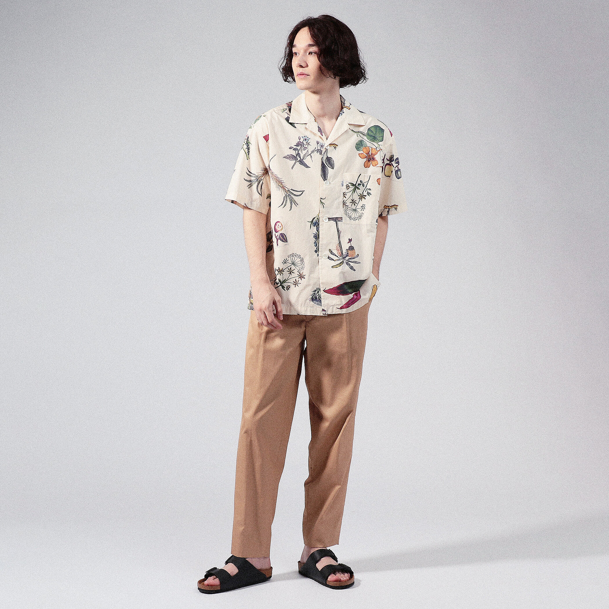 □CABaN NEW BOTANICAL コットン オープンカラーシャツ