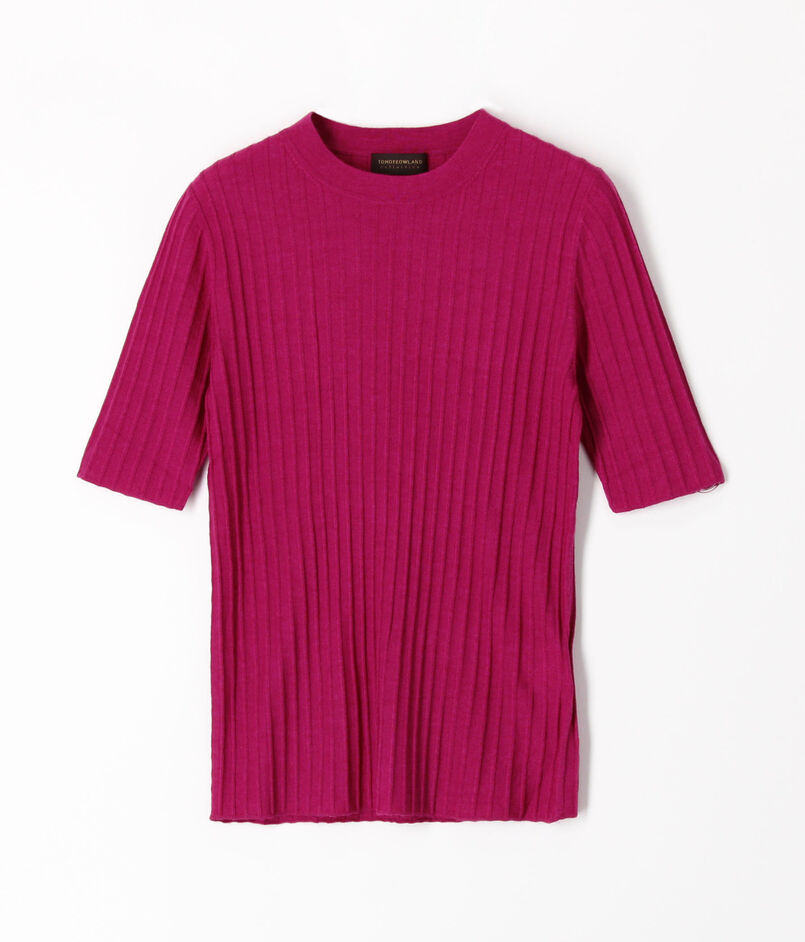 カシミヤシルクリブ ハーフスリーブプルオーバー