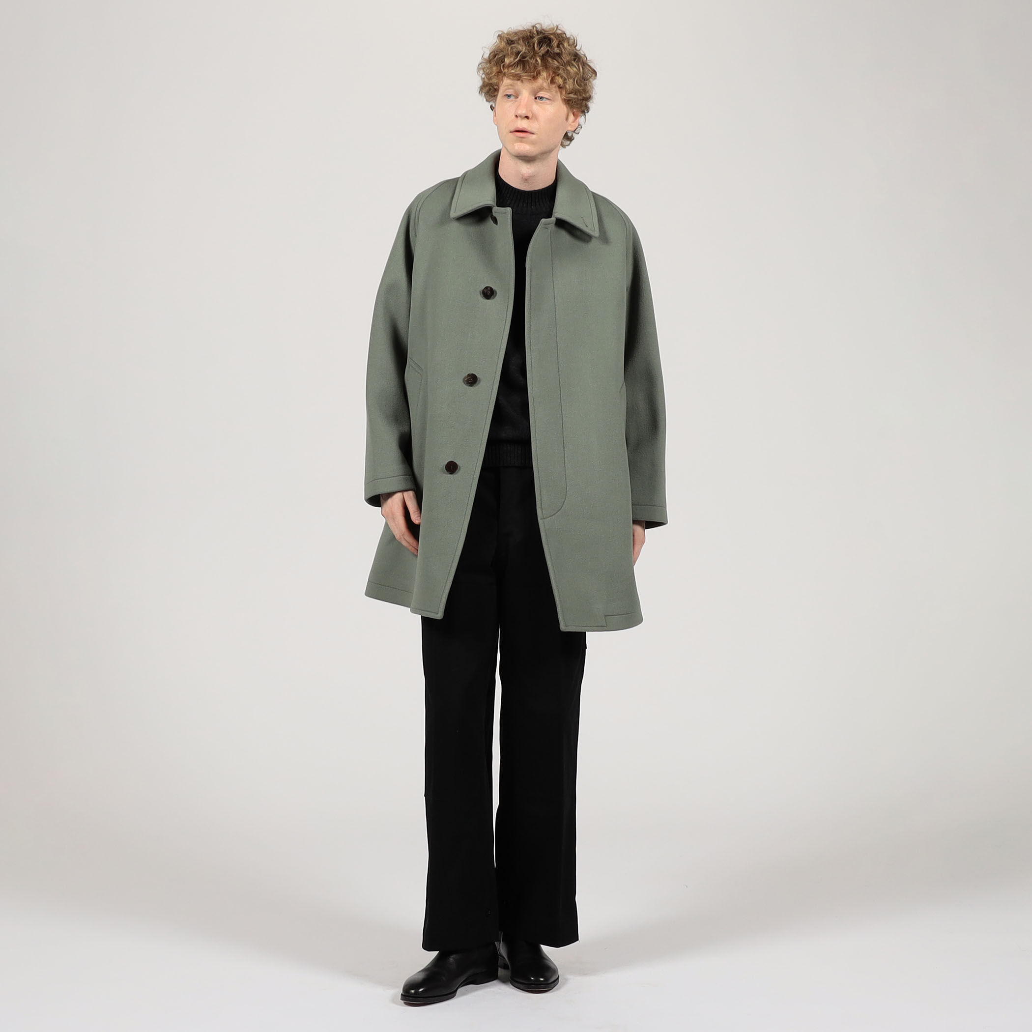 SUPER120'Sウール ショートベロア バルカラーコート｜トゥモローランド