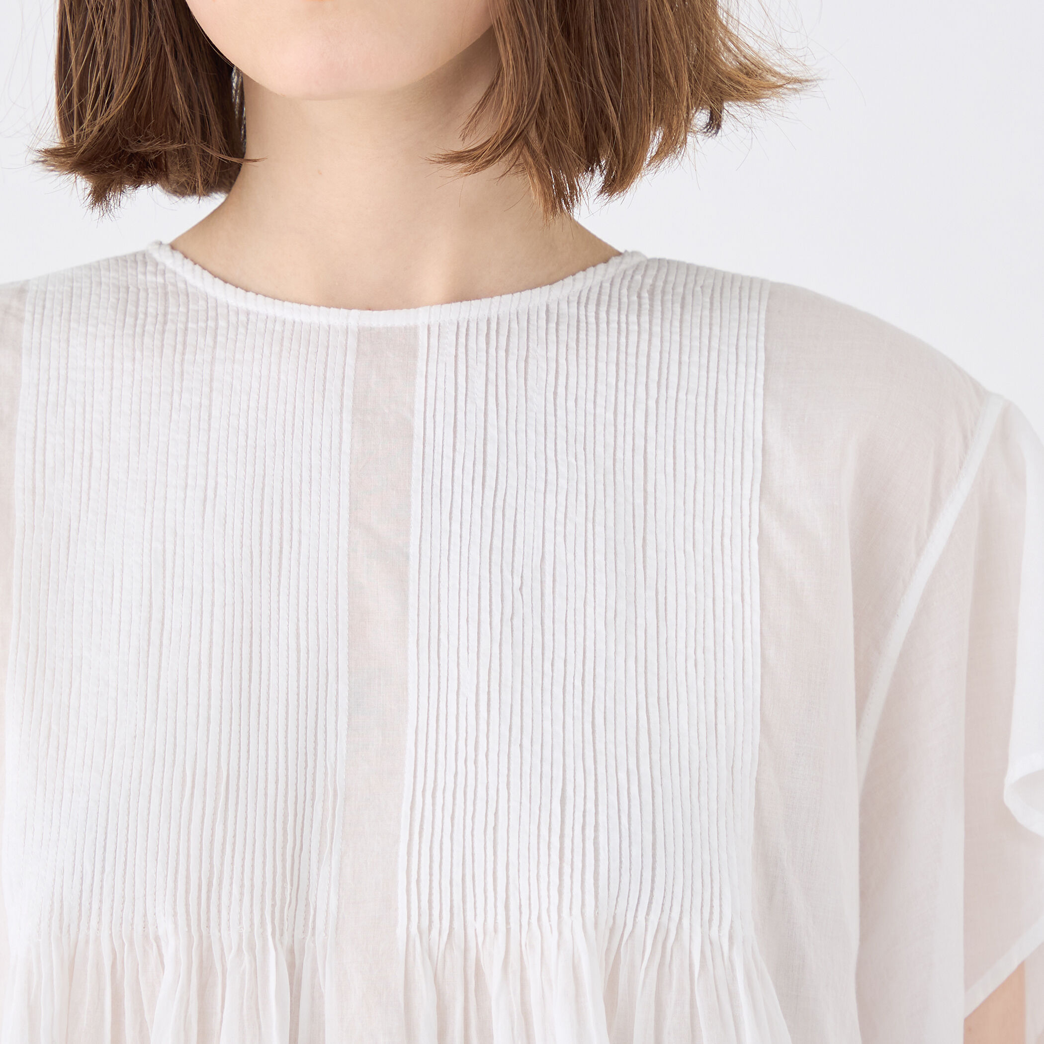 miyo様限定他の方は購入お控えくださm_mefu コットンボイル 切替デザイン コットンボイルエンブロイダリー アシンメトリーヘムブラウス