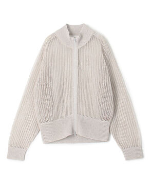 パイエットオープンワーク ジップアップカーディガン