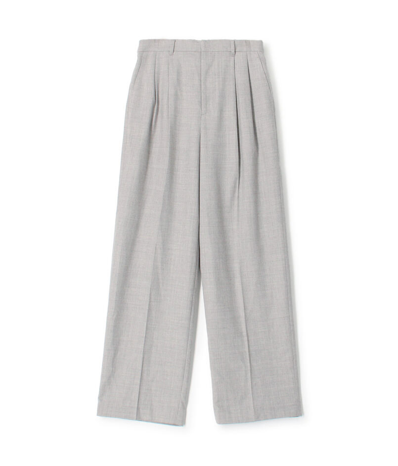 ウーステッドフラノ タックストレートパンツ