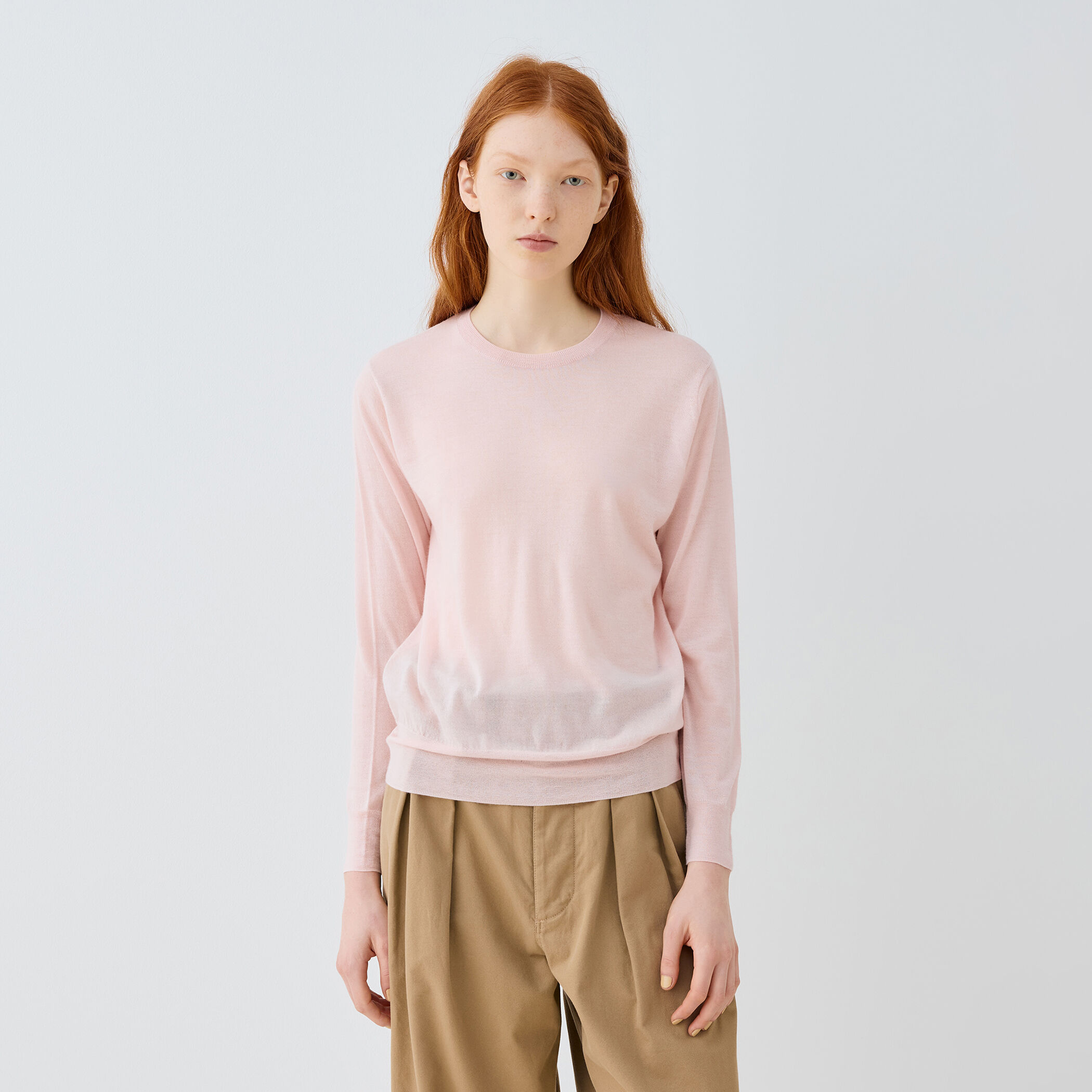 cash&barba 24awウーステッドカシミヤ150 クルーネック グリーン 新品】cash&barba ウーステッドカシミヤ 150 クルーネック