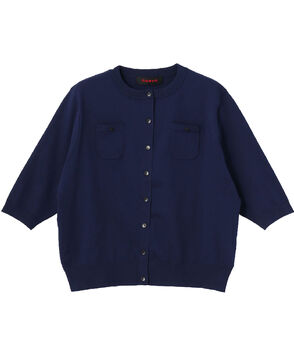 ファインポリエステル ハーフスリーブポケットカーディガン
