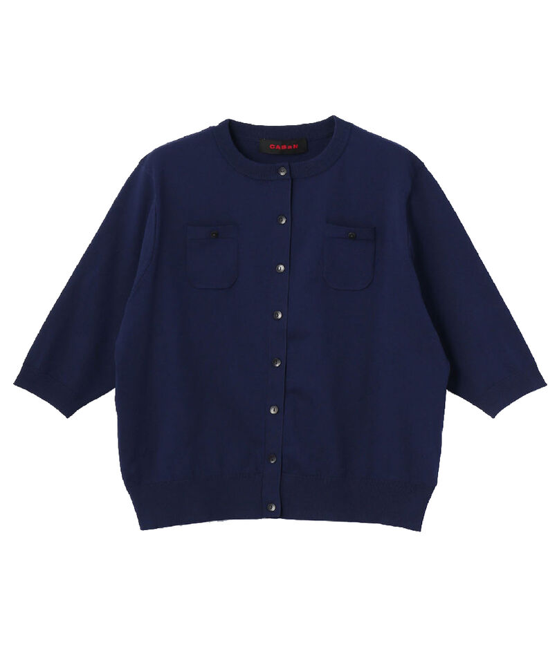 ファインポリエステル ハーフスリーブポケットカーディガン