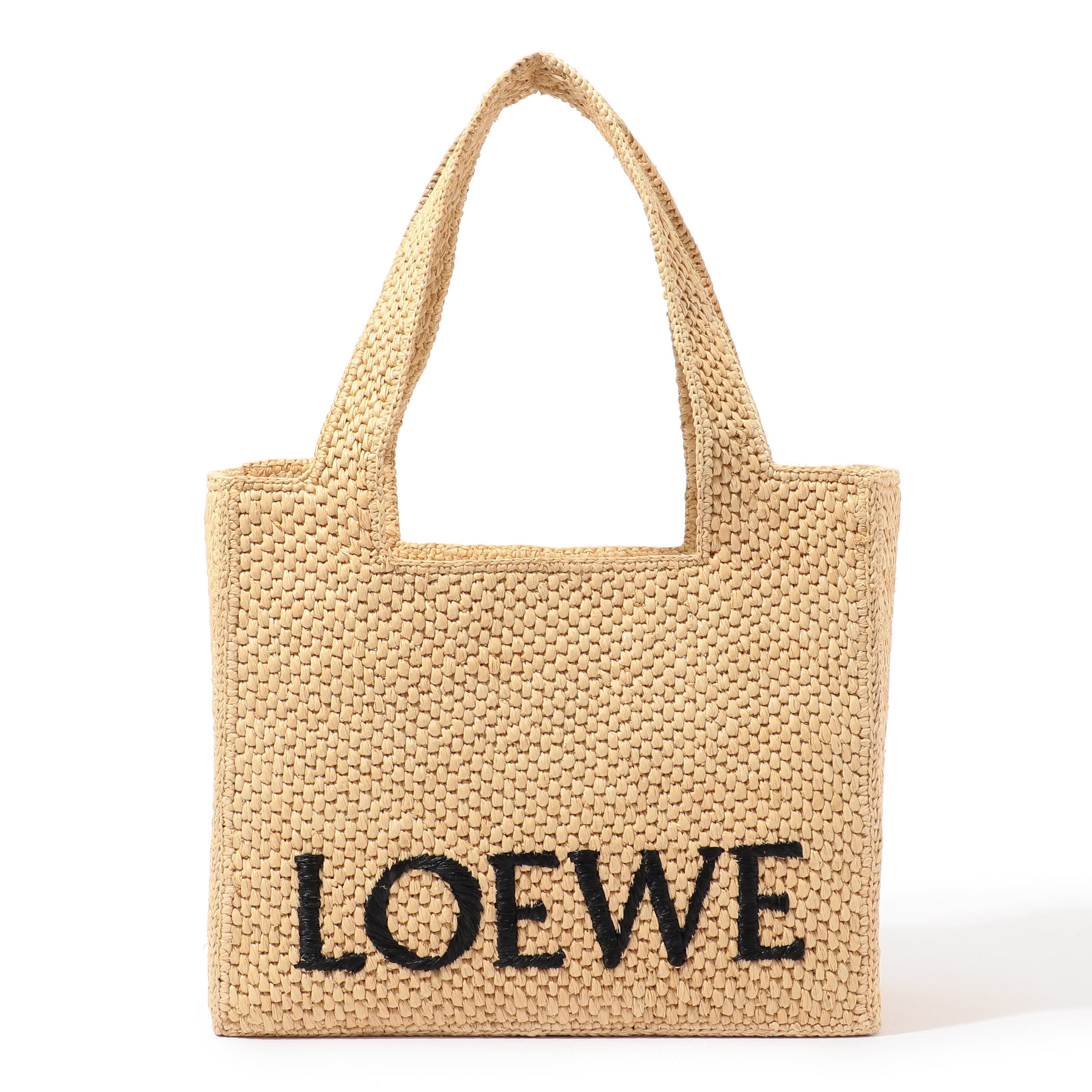 SS24 ロエベ ナチュラル LOEWE フォント ラージ トートバッグ SS24 ロエベ フォント ラージ ナチュラル ラフィア バッグ