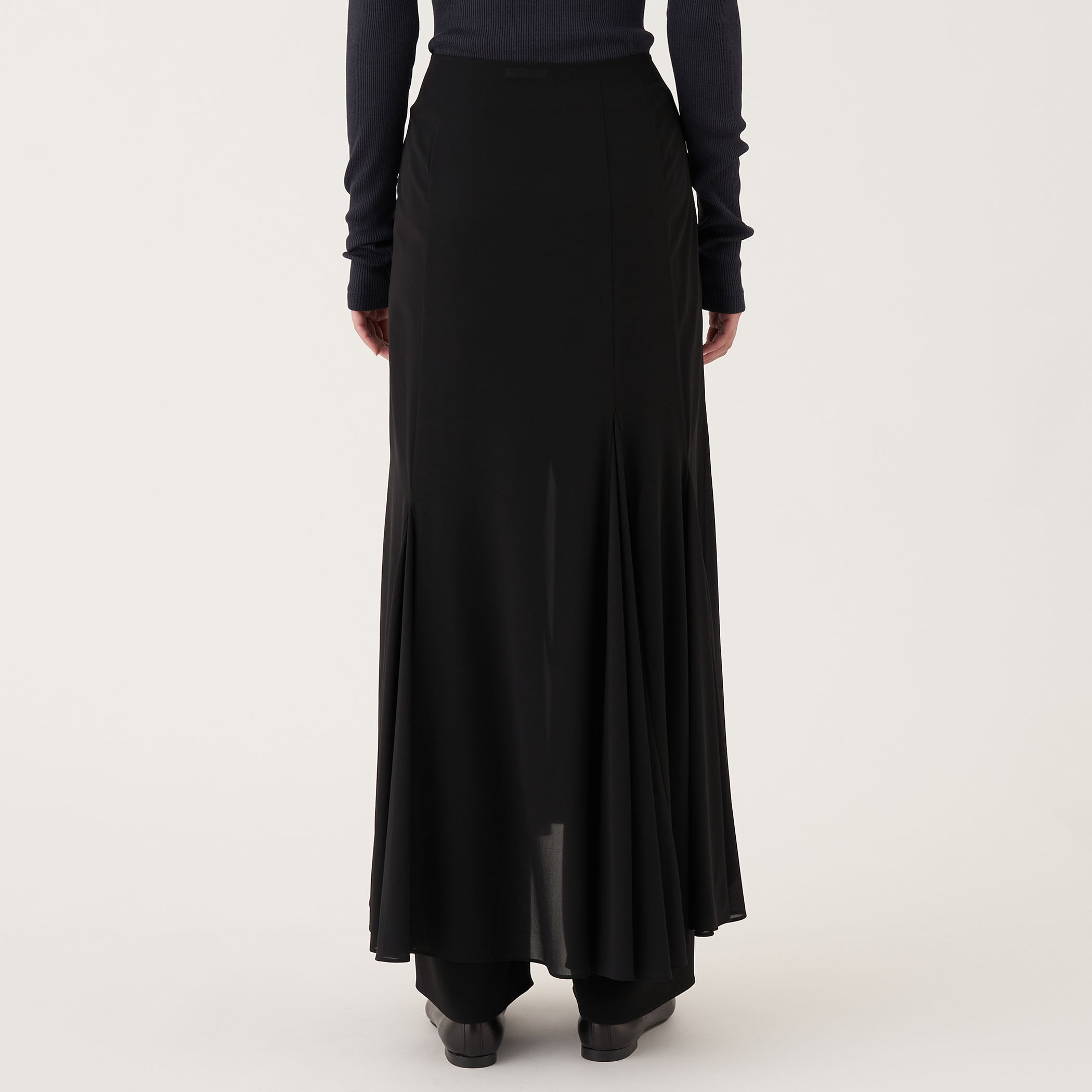 シルクストレッチシフォン フィッシュテールフレアスカート