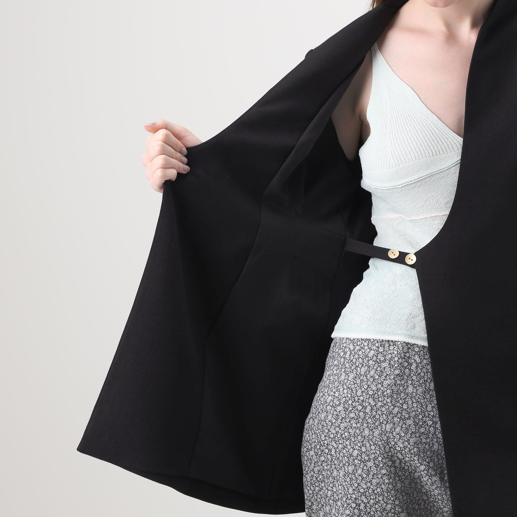 Mame Kurogouchi Triacetate Polyester Collarless Jacket カラーレス