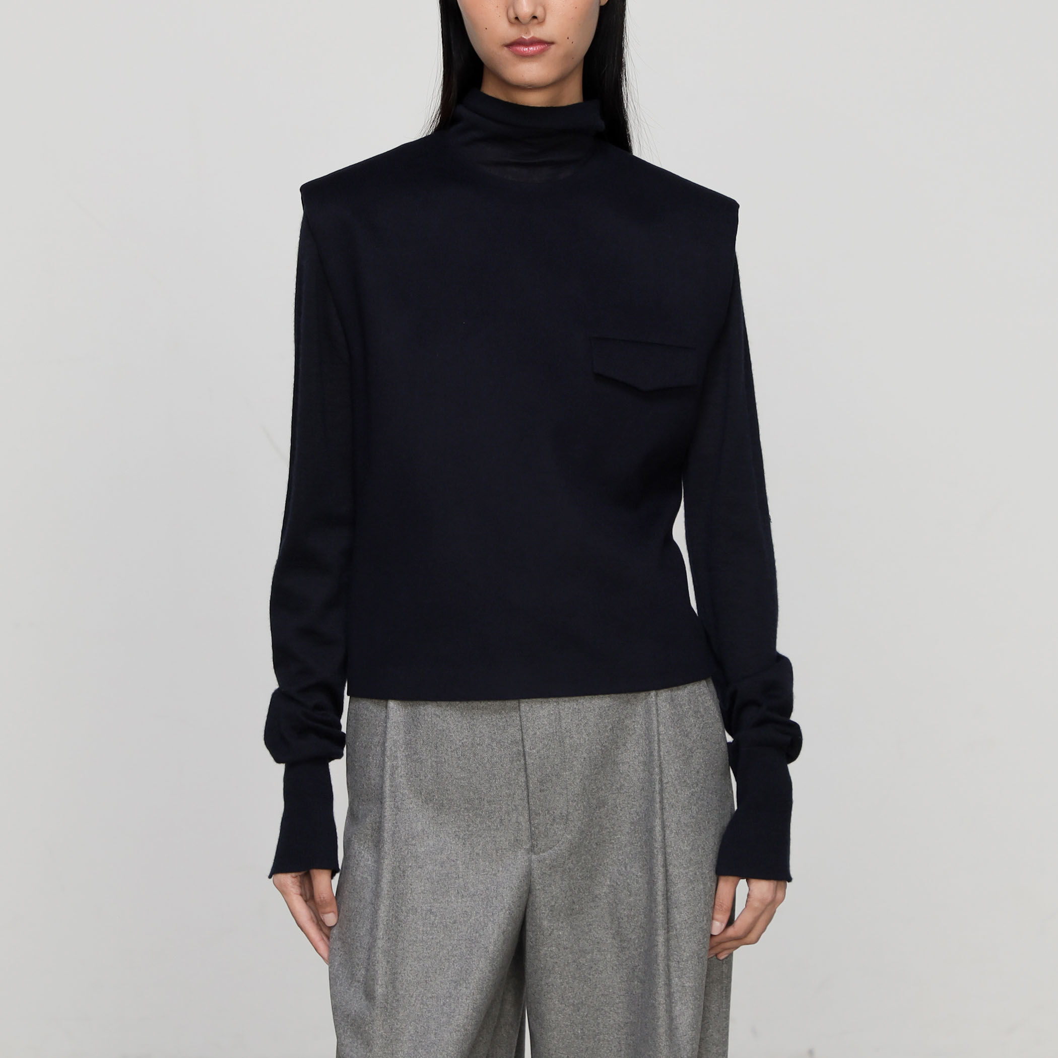 レオナール カシミヤウール　 ビジュー ブラウス ニット トリム　40（H1 レオナール カシミヤウール ビジュー ブラウス ニット トリム 40（H1