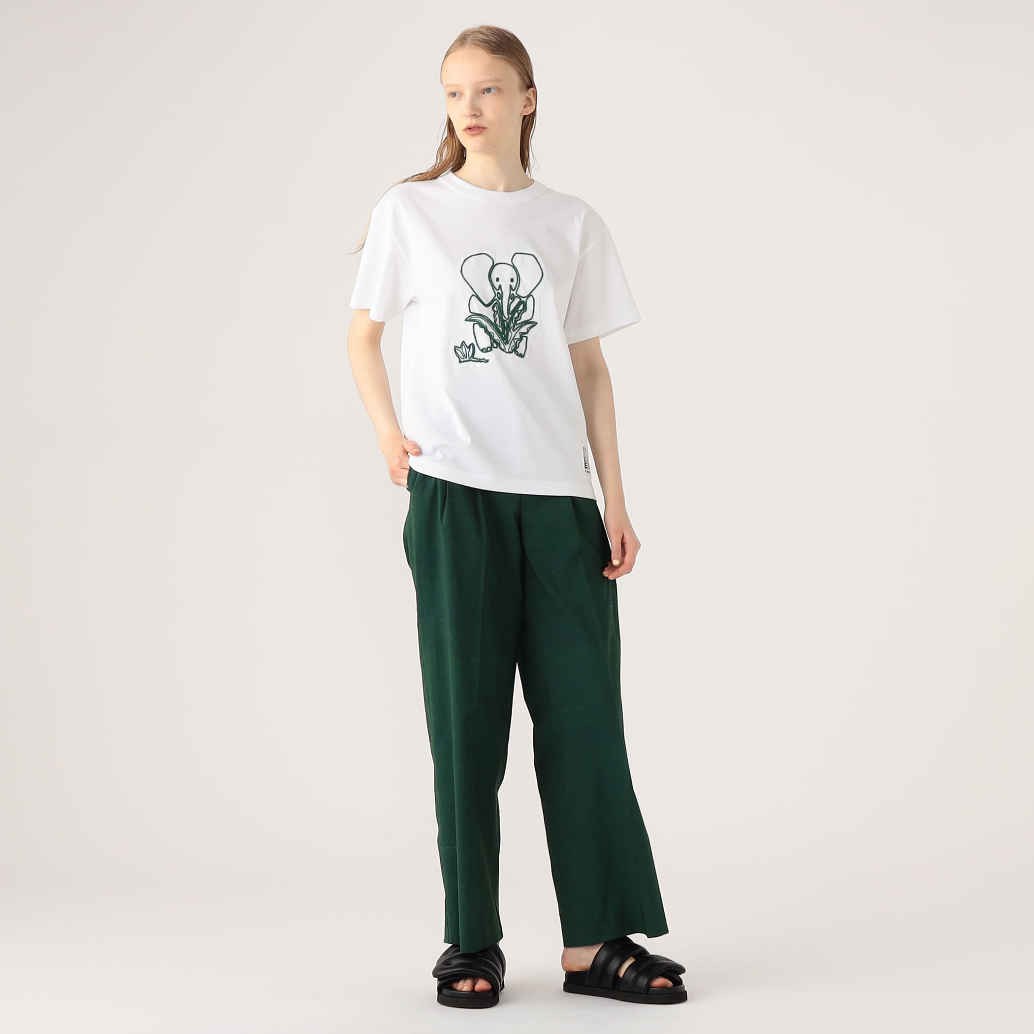 ドライスビンコットン ELEPHANTエンブロイダリー Tシャツ