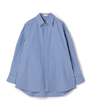 コットン ハイカウントストライプ オーバーシャツ