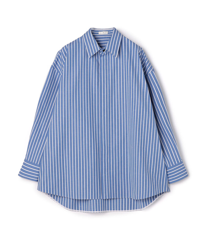 コットン ハイカウントストライプ オーバーシャツ
