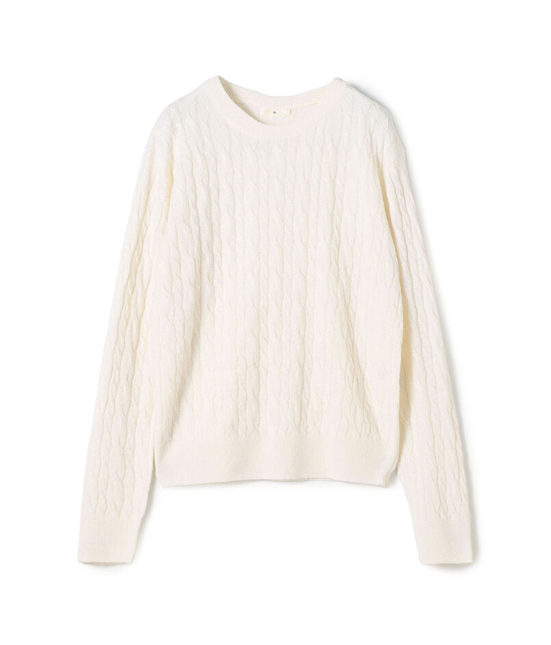 カシミヤシルク ケーブルニットプルオーバー