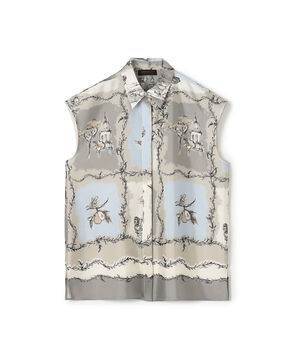 ローマプリント フレンチスリーブブラウス