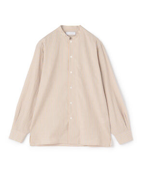 コットンシルク バンドカラー ロングスリーブシャツ
