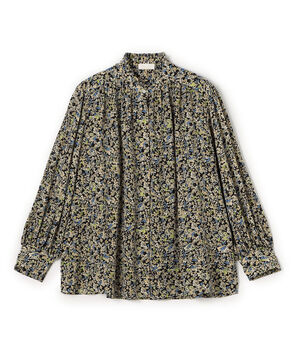 ブローフラワープリント フリルブラウス