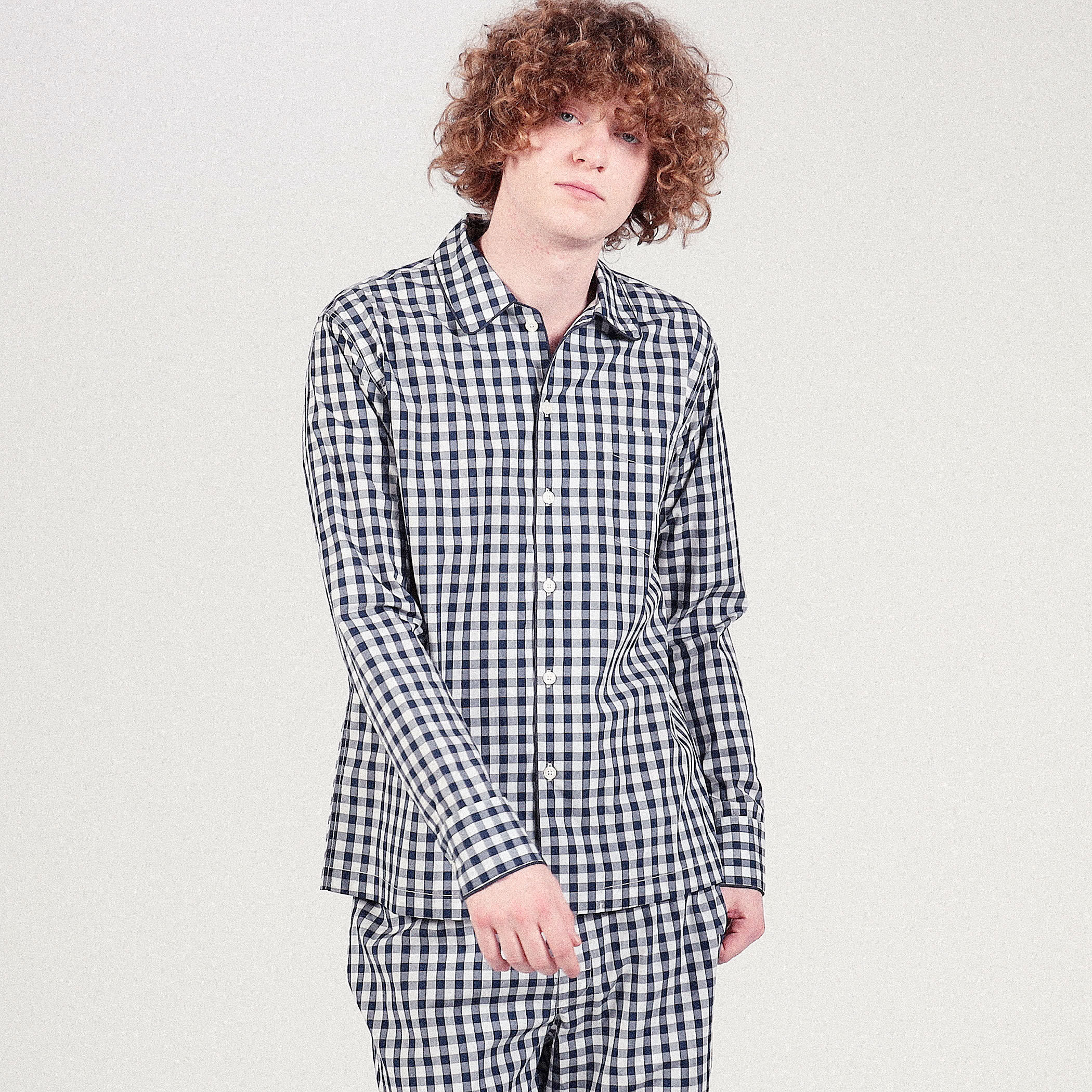 SLEEPY JONES LARGE GINGHAM コットン パジャマセットアップ