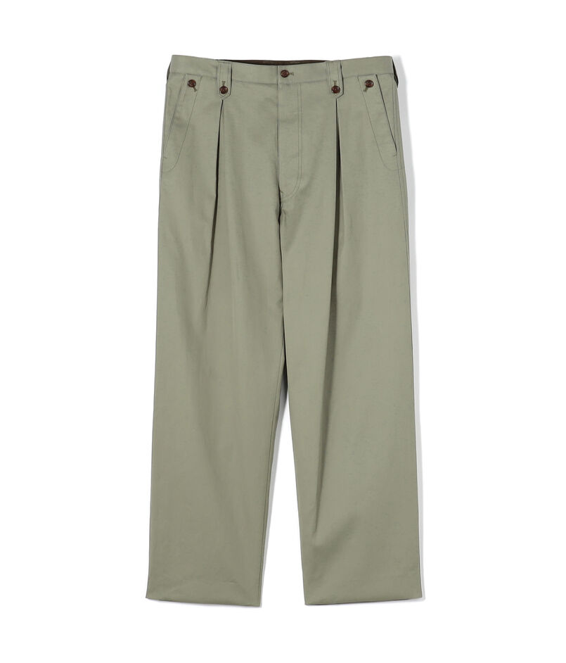 60/2コットンギャバジン 1タックペグトップパンツ