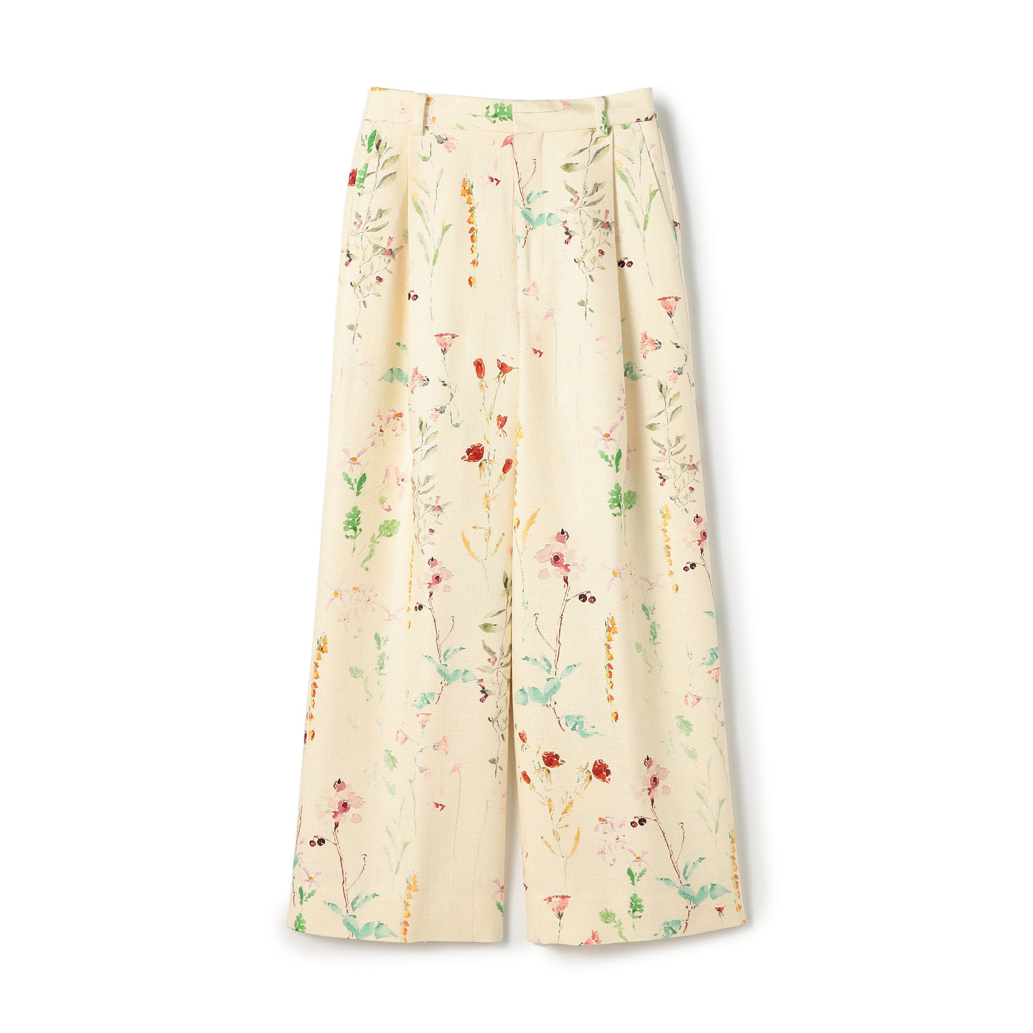 シルク フラワープリント 1タックワイドパンツ｜トゥモローランド 公式通販