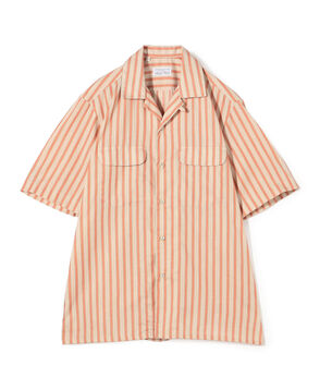 【別注】Salbatore Piccolo BRYAN コットンレーヨンストライプ オープンカラー ハーフスリーブシャツ