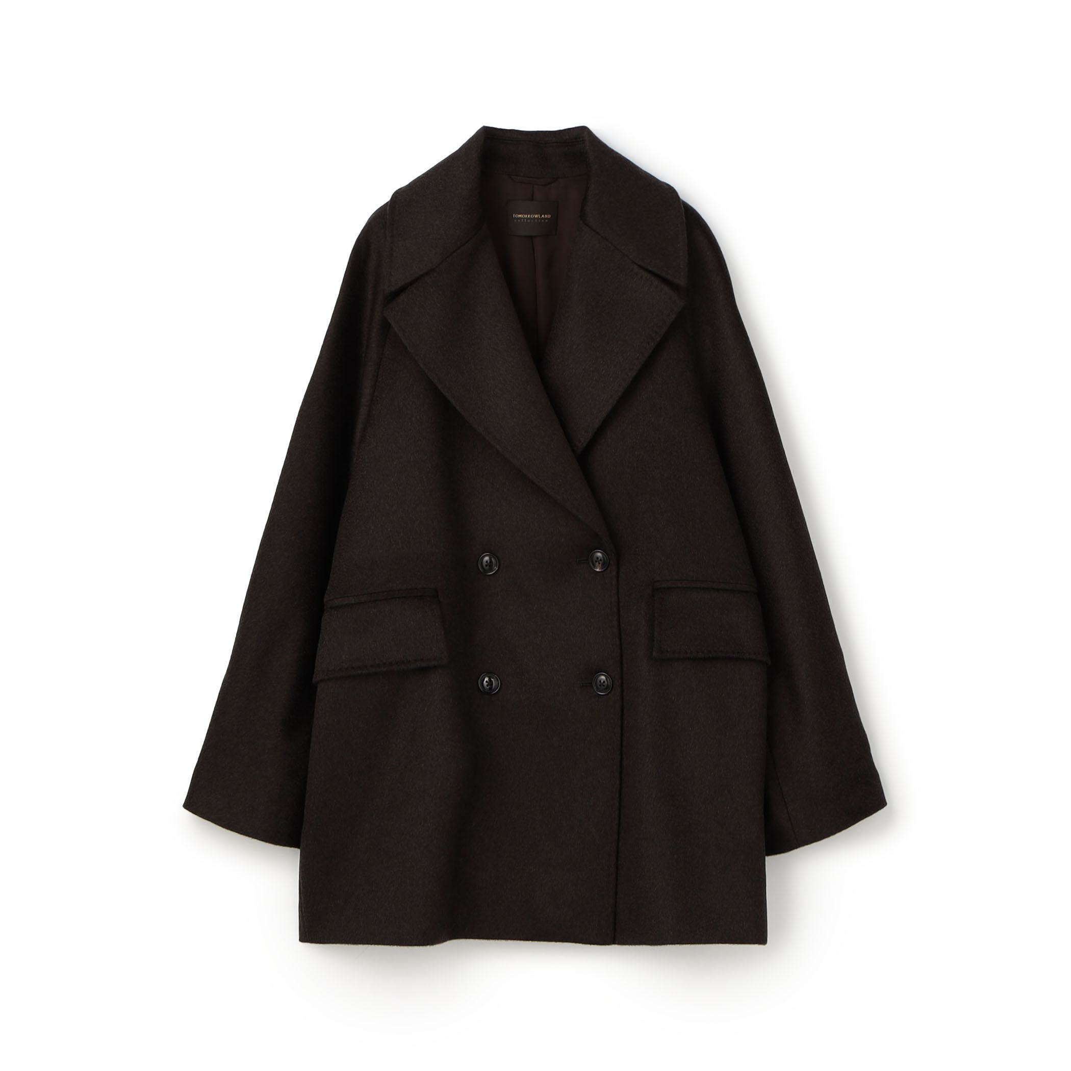 高級ライン✨トゥモローランドコレクション　ウール　カシミヤ　ショート　コート　M ウールカシミヤグレンチェック ショートコート