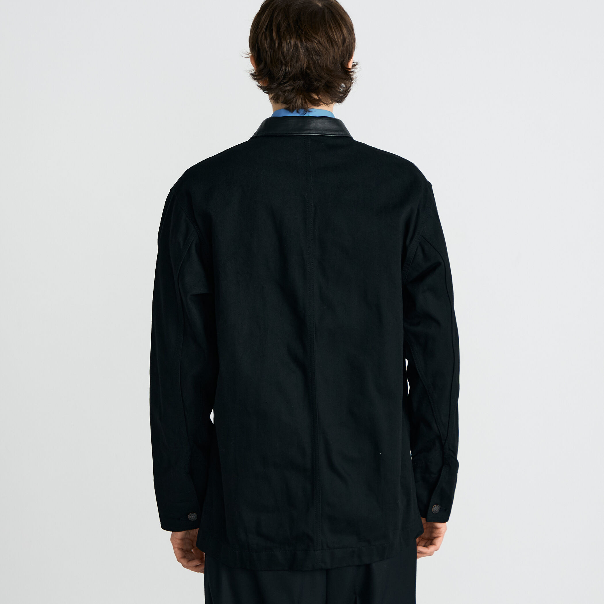 ブラックデニム レザーカラーカバーオール｜トゥモローランド 公式通販