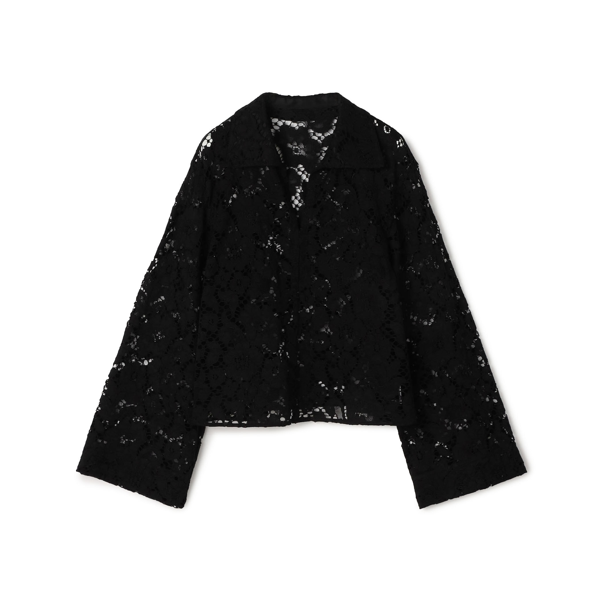 B562/未使用 Aquascutum レースブラウス シースルー 花柄 M 黒 シースルーレーストップス 花柄 刺繍」に該当するトップスファッション