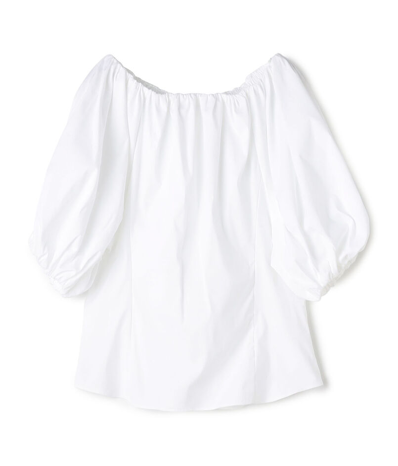 ストレッチポプリン ギャザーブラウス