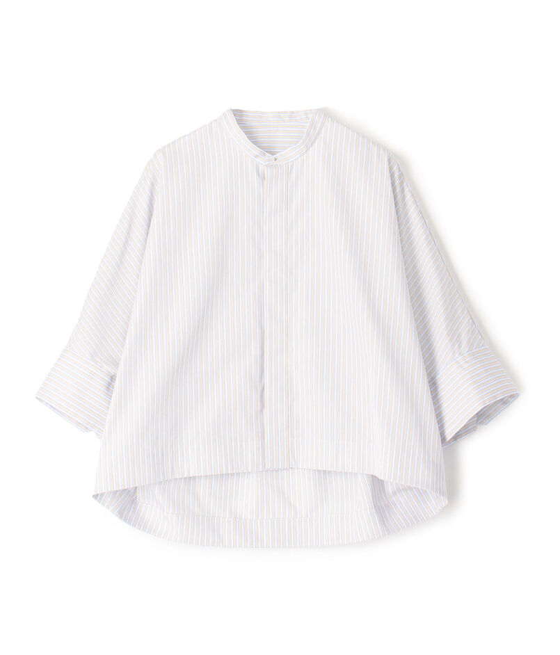 ■コットンブロード バンドカラークロップドシャツ