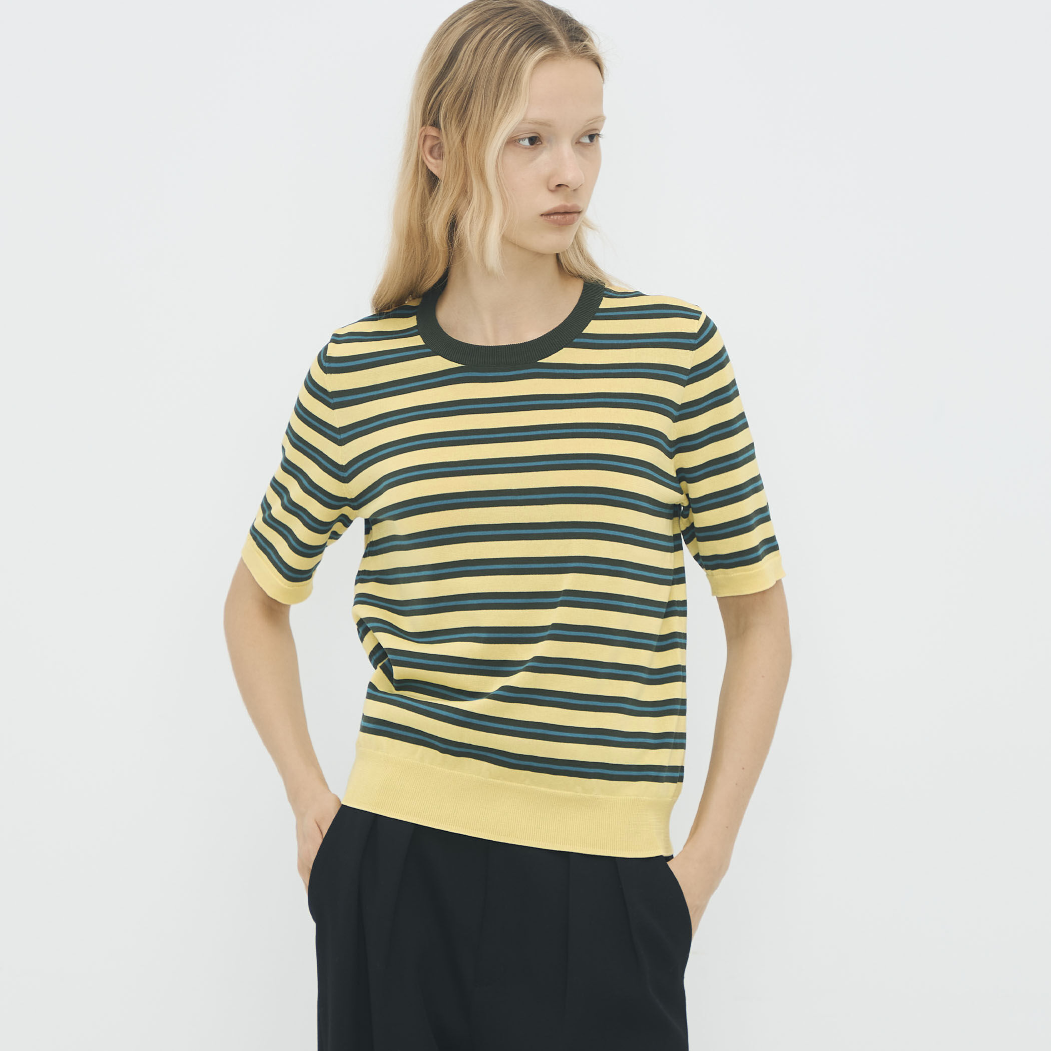 コットンストライプ ハーフスリーブプルオーバー｜トゥモローランド