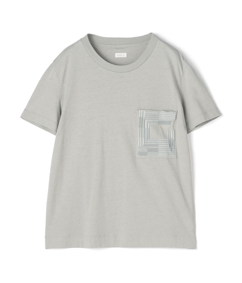 コットンリネンジャージー エンブロイダリーポケットプルオーバー