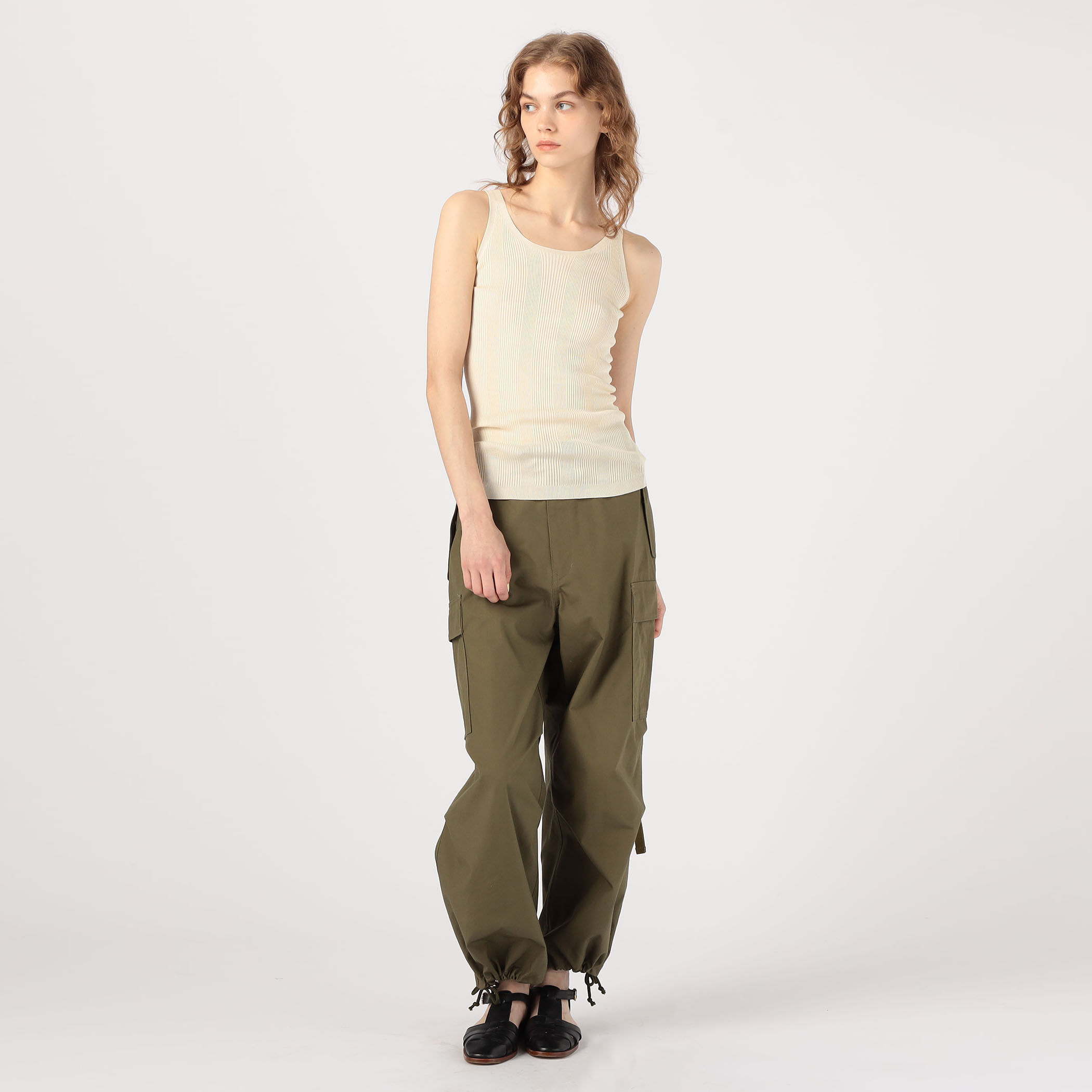 UNION LAUNCH WASHABLE SILK RIB TANK TOP タンクトップ