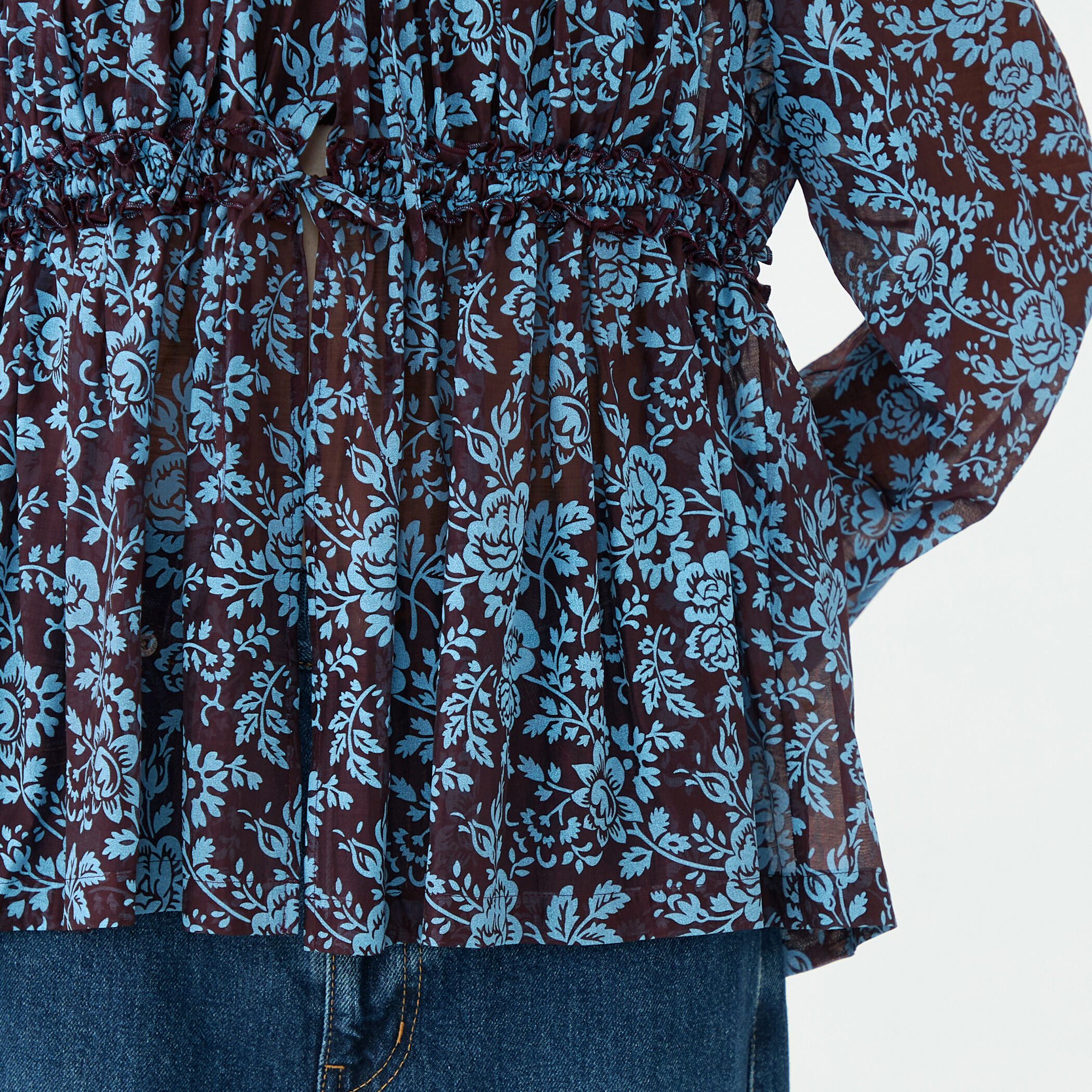 セルロースポリエステルプリント ギャザーブラウス セルロースポリエステルプリント ギャザーブラウス | maison