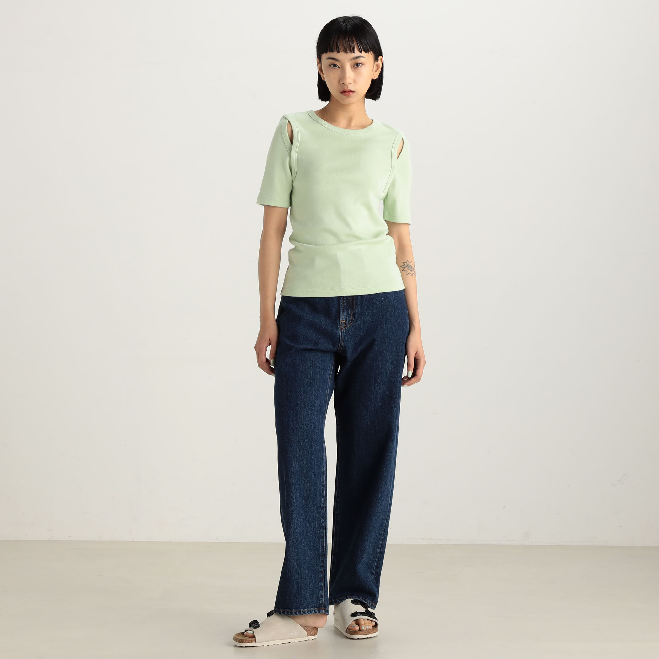 □コットンフライス カットスリーブTシャツ｜トゥモローランド