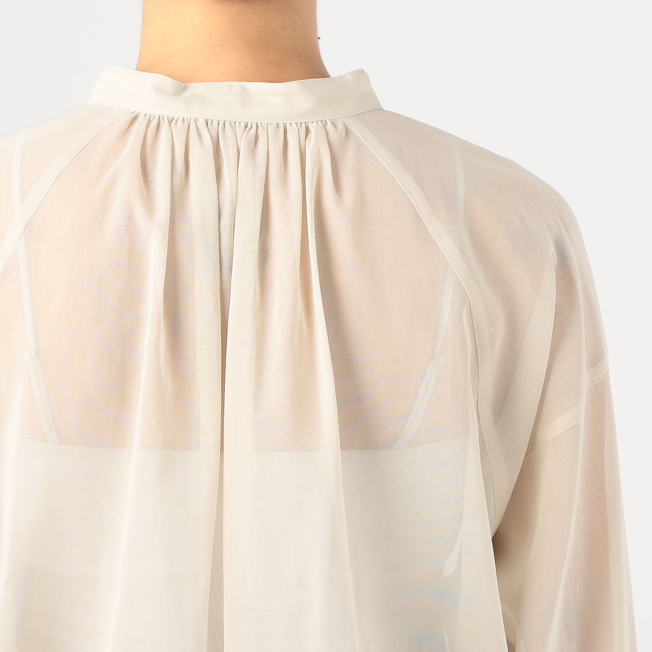 コットンオーガンジー バンドカラーシャツ｜トゥモローランド 公式通販