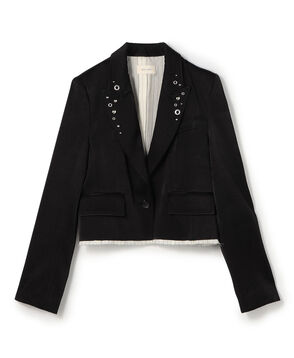 レーヨンサテン クロップドジャケット