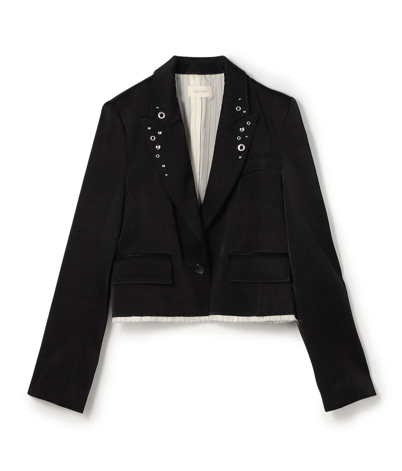 レーヨンサテン クロップドジャケット