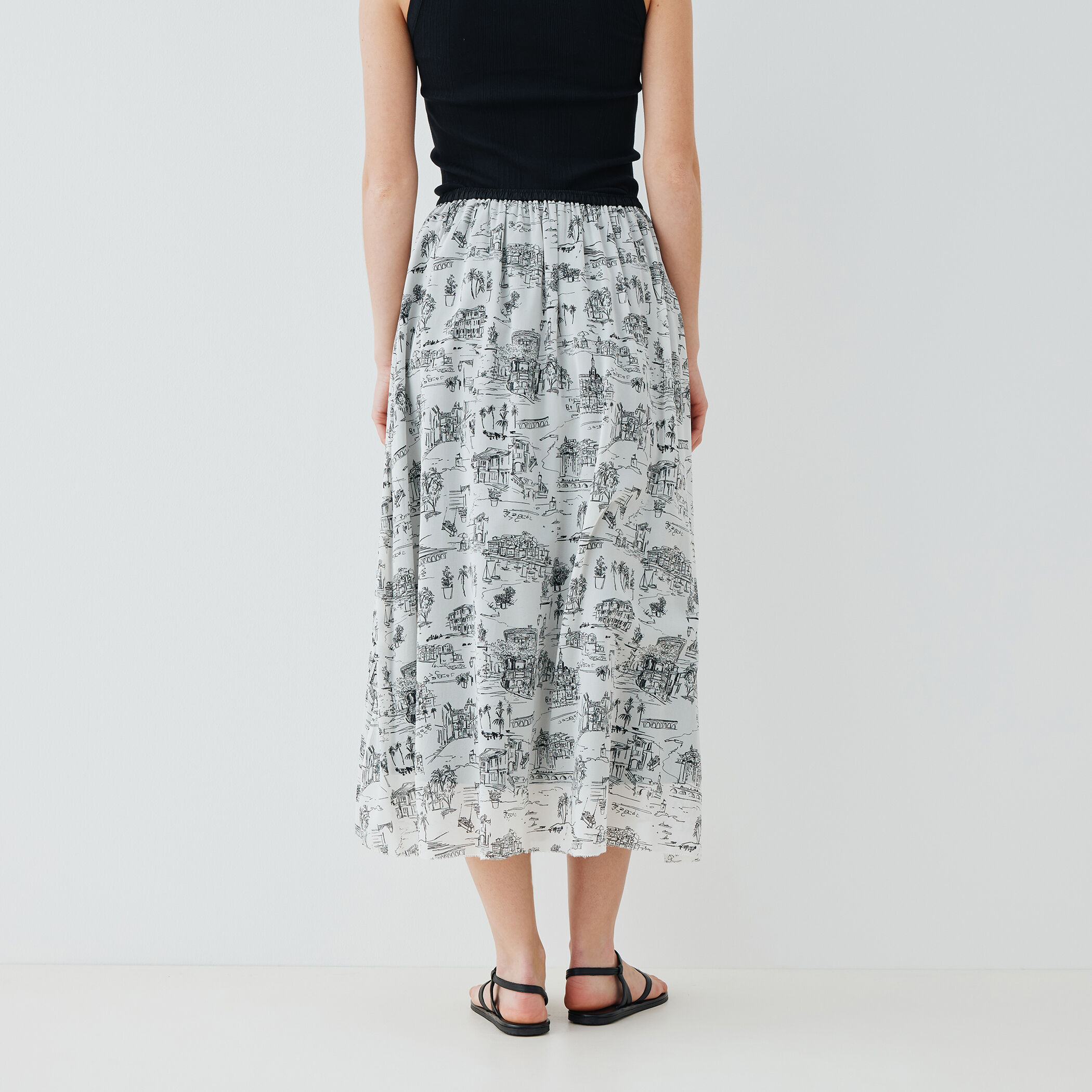 LandScapeシルクストレッチ イージータックスカート