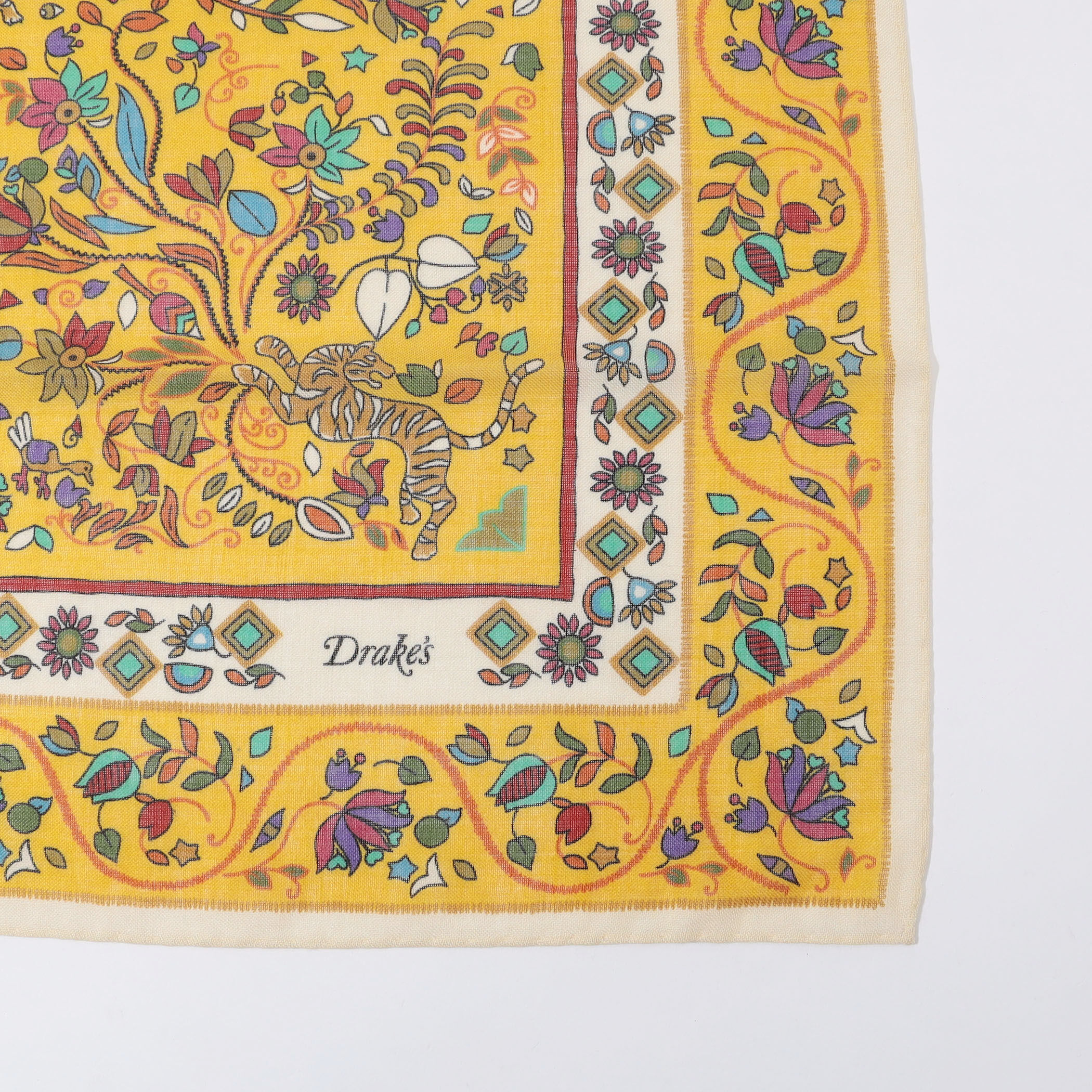 Drake's TIGER GARDEN PRINT BANDANA ウールシルクプリントスカーフ