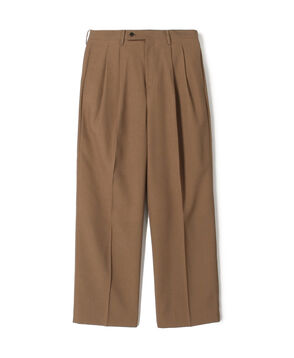 ■SUPER120&rsquo;Sウール 2プリーツ ワイドストレート バレルパンツ