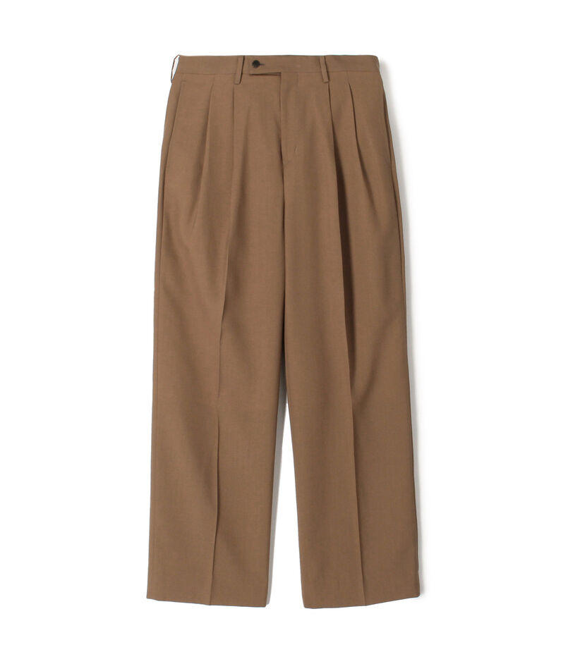 ■SUPER120&rsquo;Sウール 2プリーツ ワイドストレート バレルパンツ