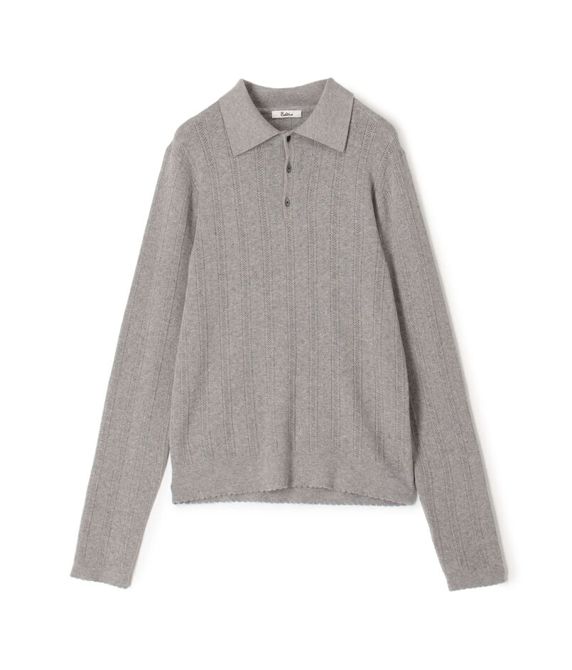 コットンカシミヤ ロングスリーブ ニットポロ