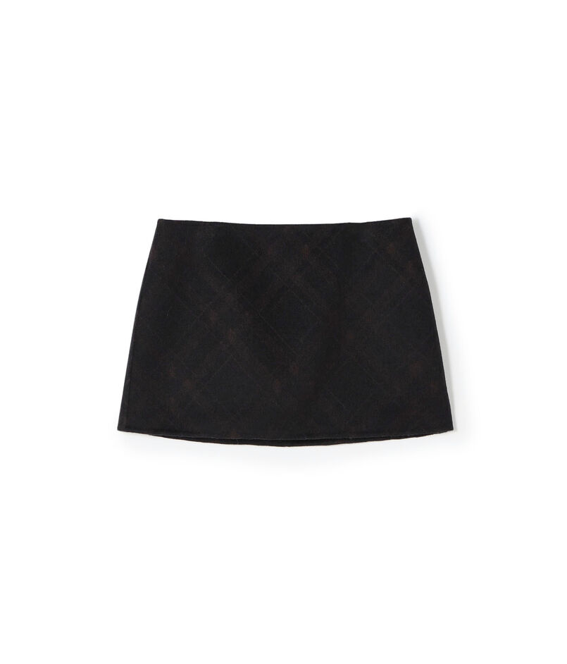ダブルフェイスチェックジャガード ミニスカート