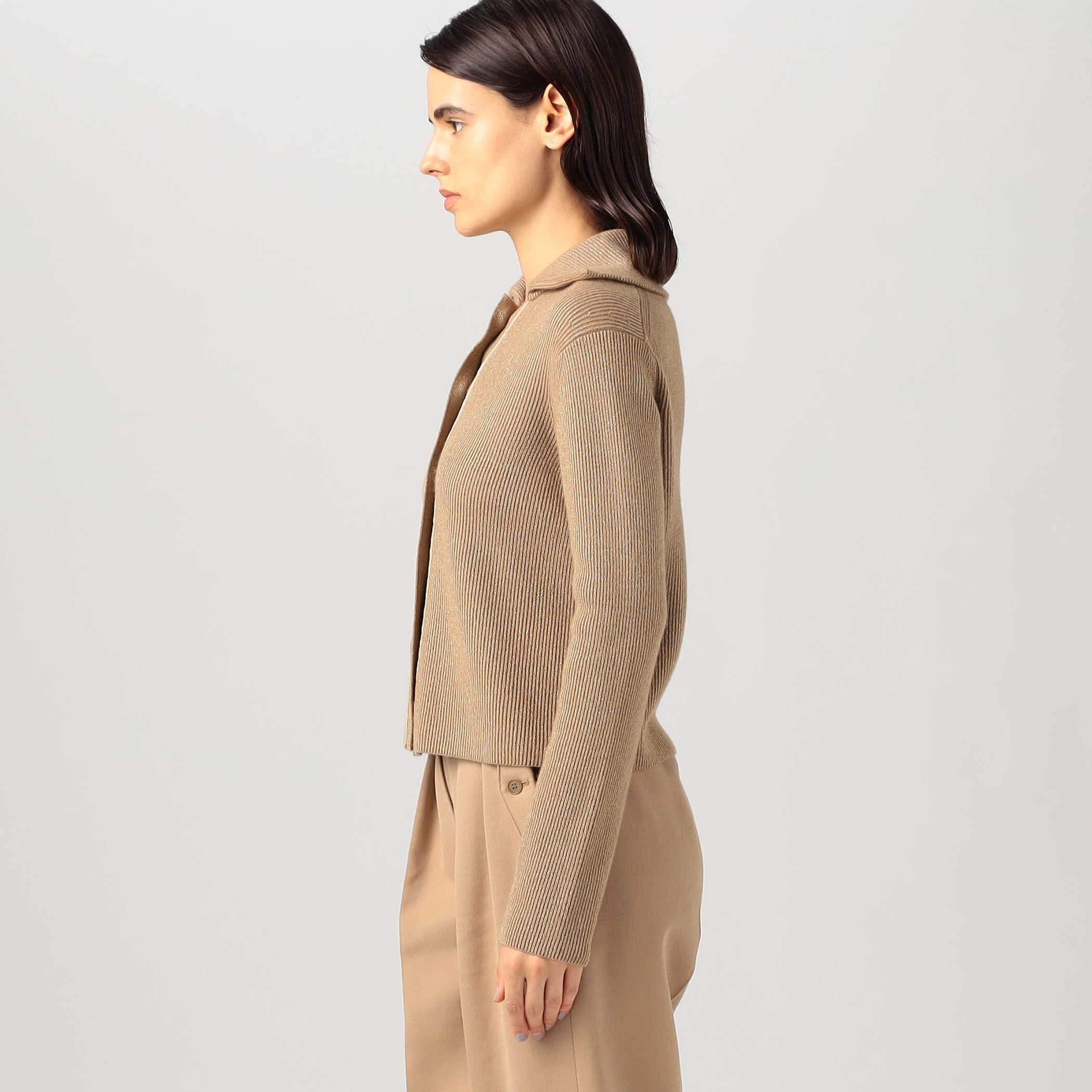 ラメウール フラットカラーニットカーディガン｜トゥモローランド 公式通販