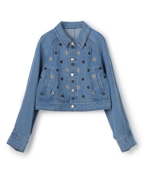 ボタニカルエンブロイダリーデニム ショートジャケット