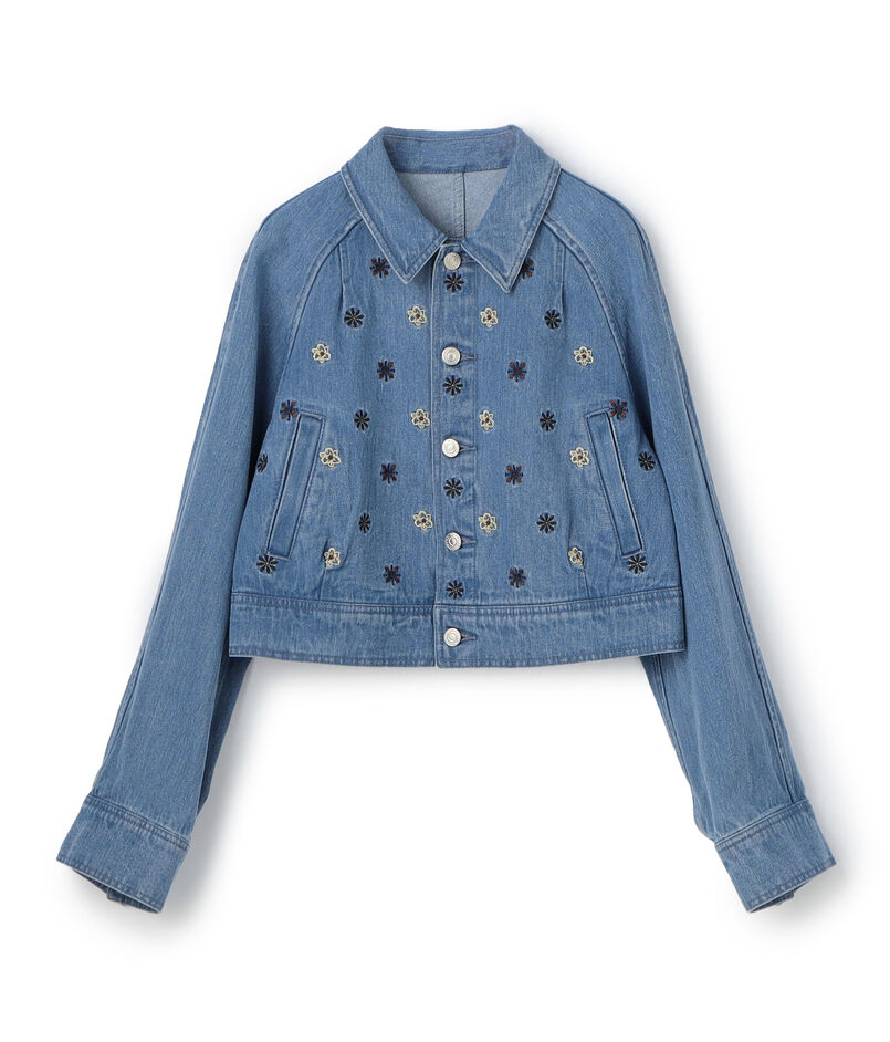 ボタニカルエンブロイダリーデニム ショートジャケット