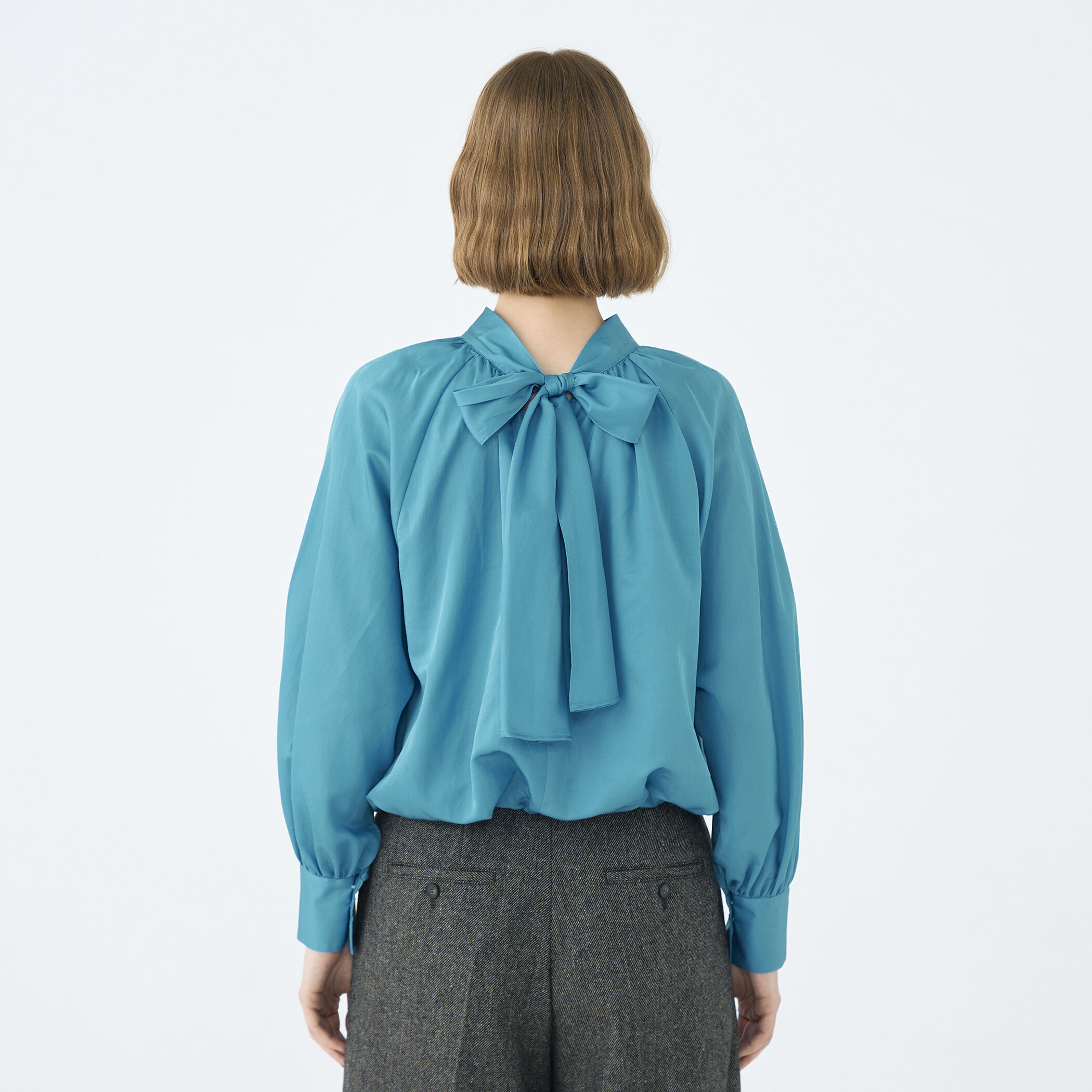 ボウ付き2WAYサテンBL ボウ付き2WAYサテンブラウス miniministore ボウタイサテン