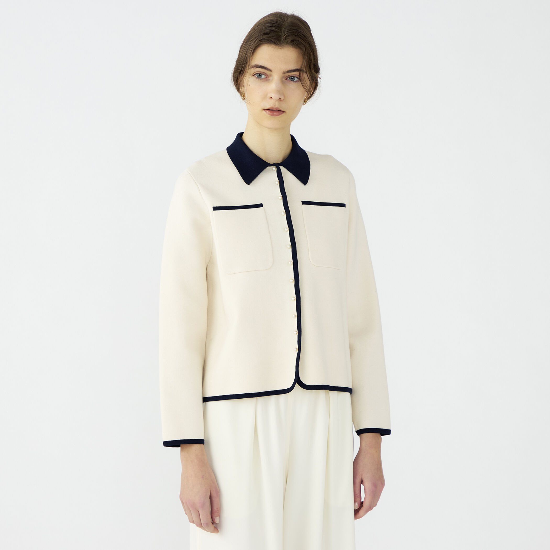 WEB先行予約】パールコンビ シャツカーディガン｜トゥモローランド