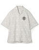 コットンローン刺繍ステッチ オープンカラーハーフスリーブシャツ